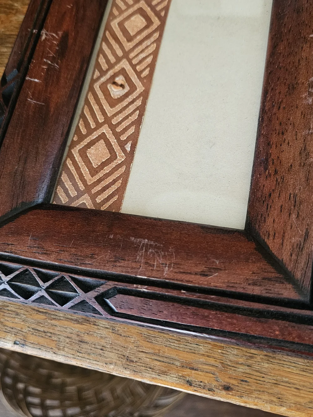 Oshiwa Namibia Hand Carved Wood Picture Frames Pair